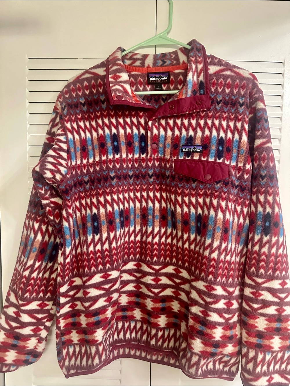 Patagonia Synchilla Fleece Pullover in Pink and Aqua Multi- Vintage - Picture 2 of 6
